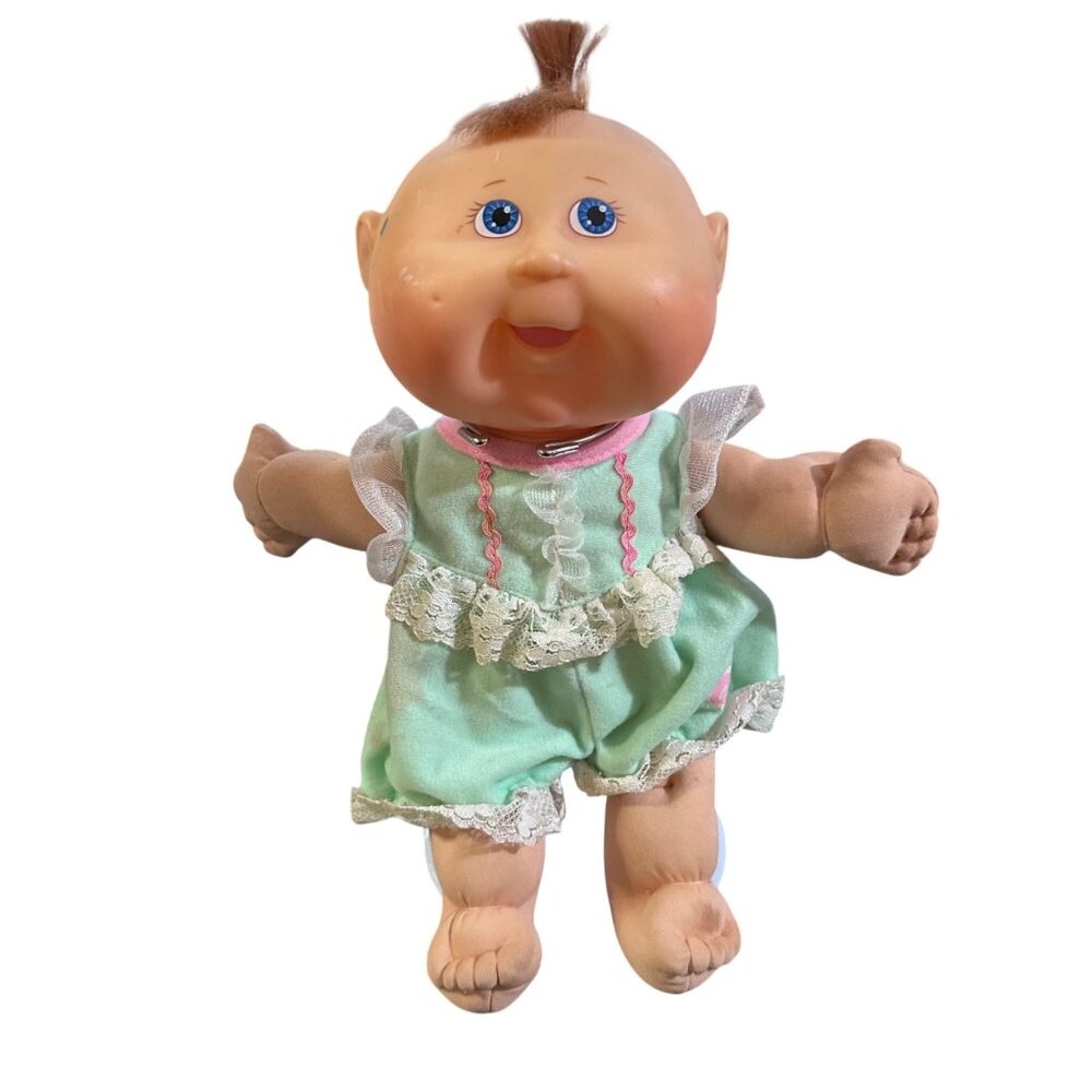 Vintage 2006 Cabbage Patch Kid Baby Doll Green Lace Outfit 12" Soft Plush Collec
